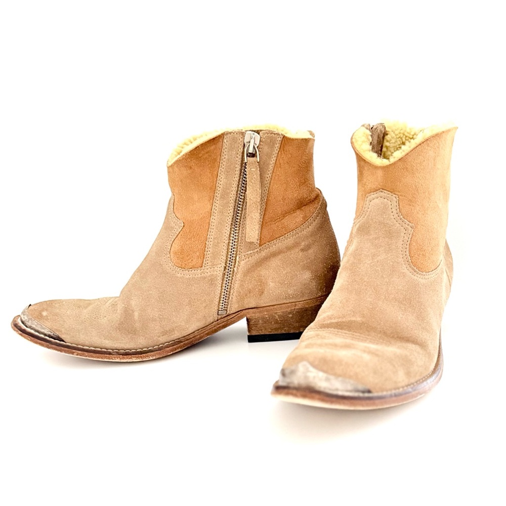Golden Goose Tan Suede Ankle Boots
